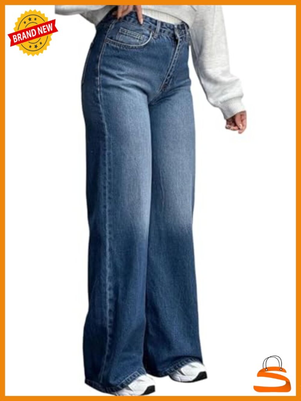High Waist Wide Leg Baggy Jeans Soft Stretchy Denim with Pockets
